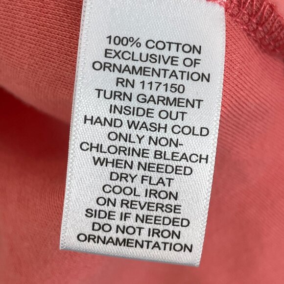 Quacker Factory Womens Plus 1X Embroidered Floral Top Coral 3/4 Sleeve Shirt - Picture 5 of 11